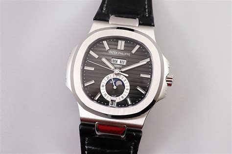 patek philippe nautilus black leather strap